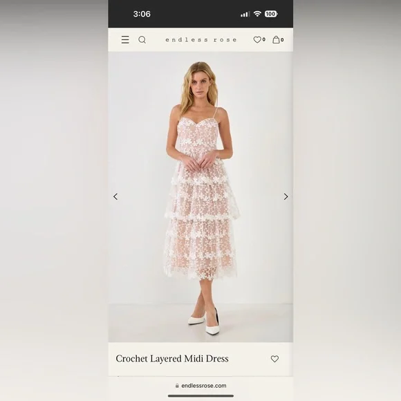 Endless Rose Crochet Layered Midi Dress